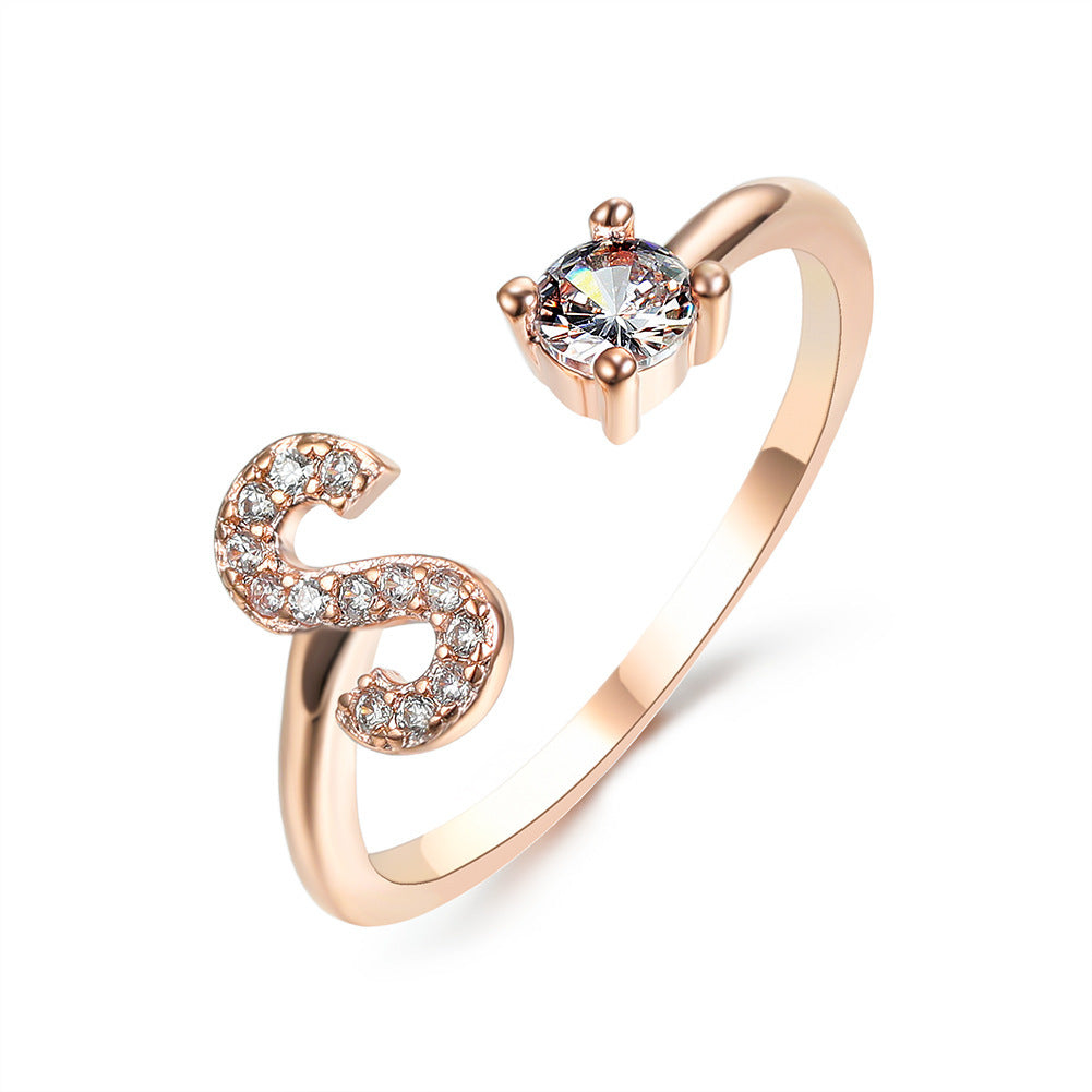 Adjustable Initial Letter Ring for Women – Elegant Fashion Jewelry