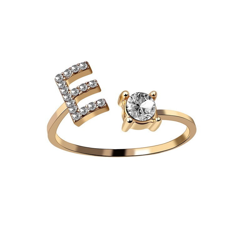 Adjustable Initial Letter Ring for Women – Elegant Fashion Jewelry