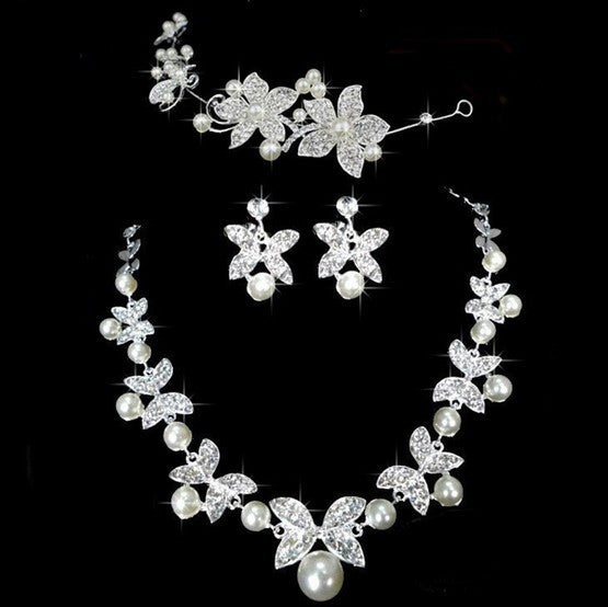 Butterfly Pearl Bridal 3-Piece Jewelry Set