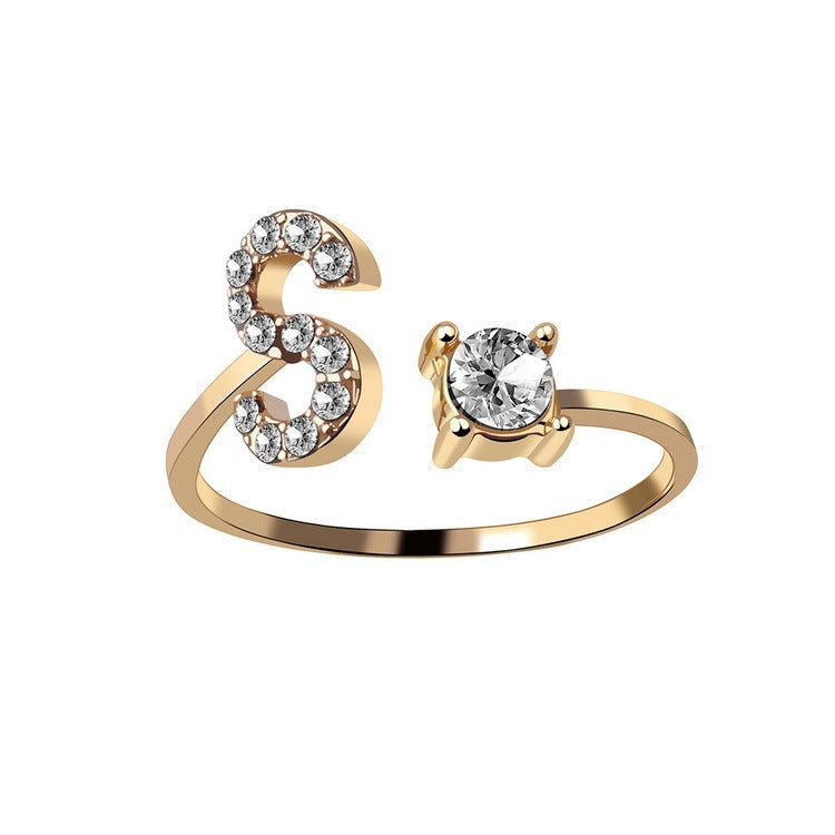 Adjustable Initial Letter Ring for Women – Elegant Fashion Jewelry