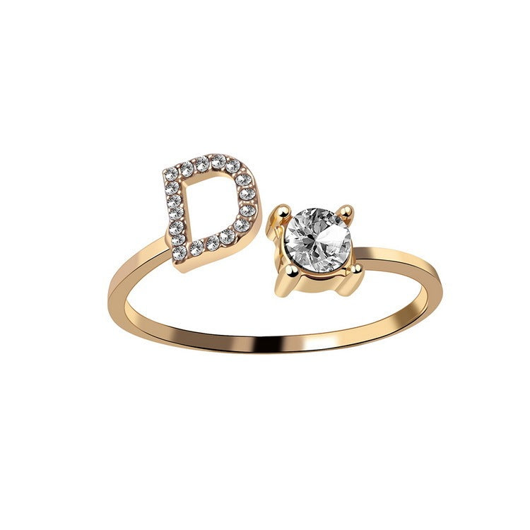 Adjustable Initial Letter Ring for Women – Elegant Fashion Jewelry