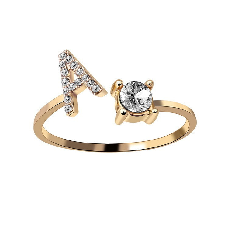 Adjustable Initial Letter Ring for Women – Elegant Fashion Jewelry