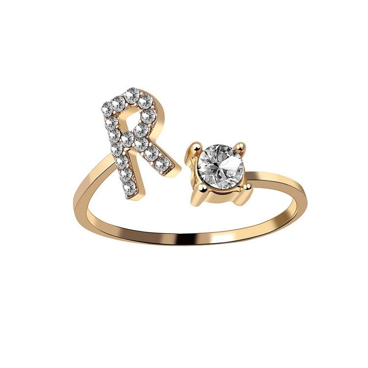 Adjustable Initial Letter Ring for Women – Elegant Fashion Jewelry