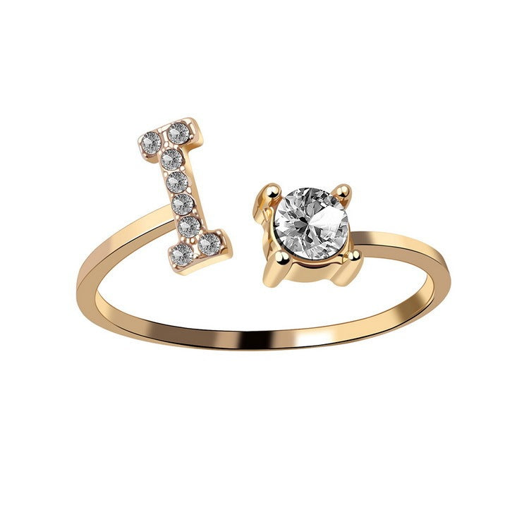 Adjustable Initial Letter Ring for Women – Elegant Fashion Jewelry