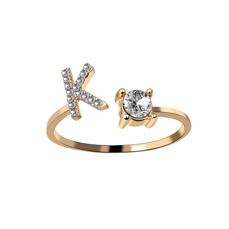 Adjustable Initial Letter Ring for Women – Elegant Fashion Jewelry