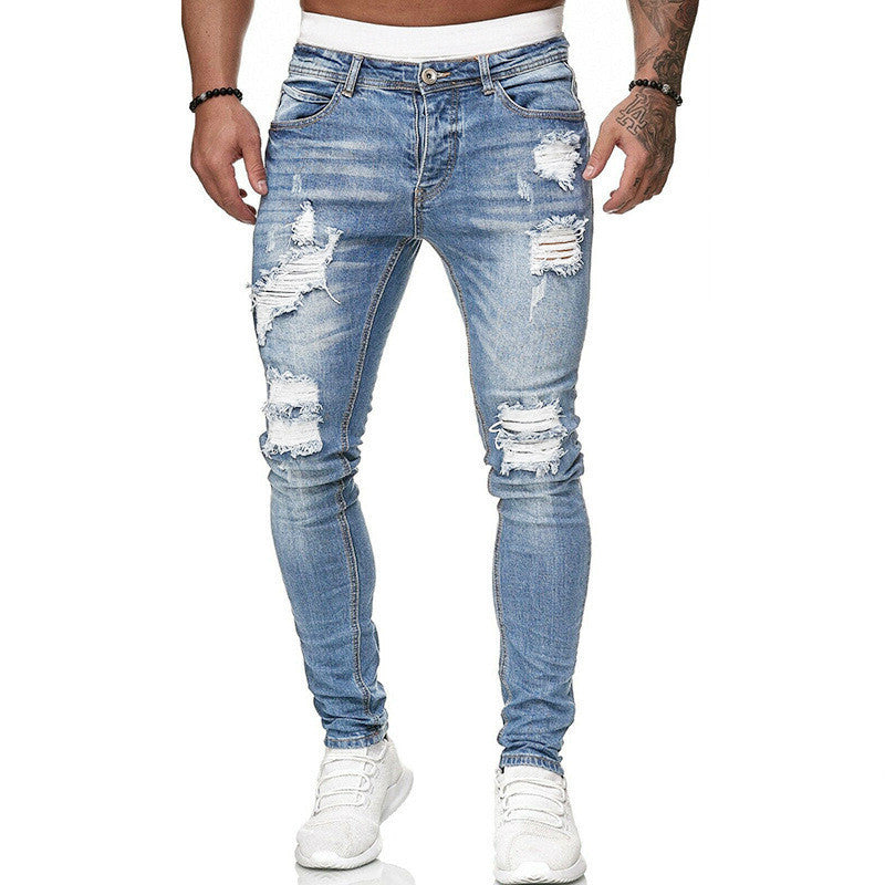 Men’s Ripped Skinny Jeans – Vintage Slim Fit Denim