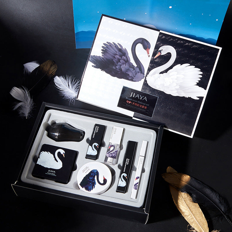 Black & White Swan Makeup Set – Cushion BB Cream, Powder & Lipstick