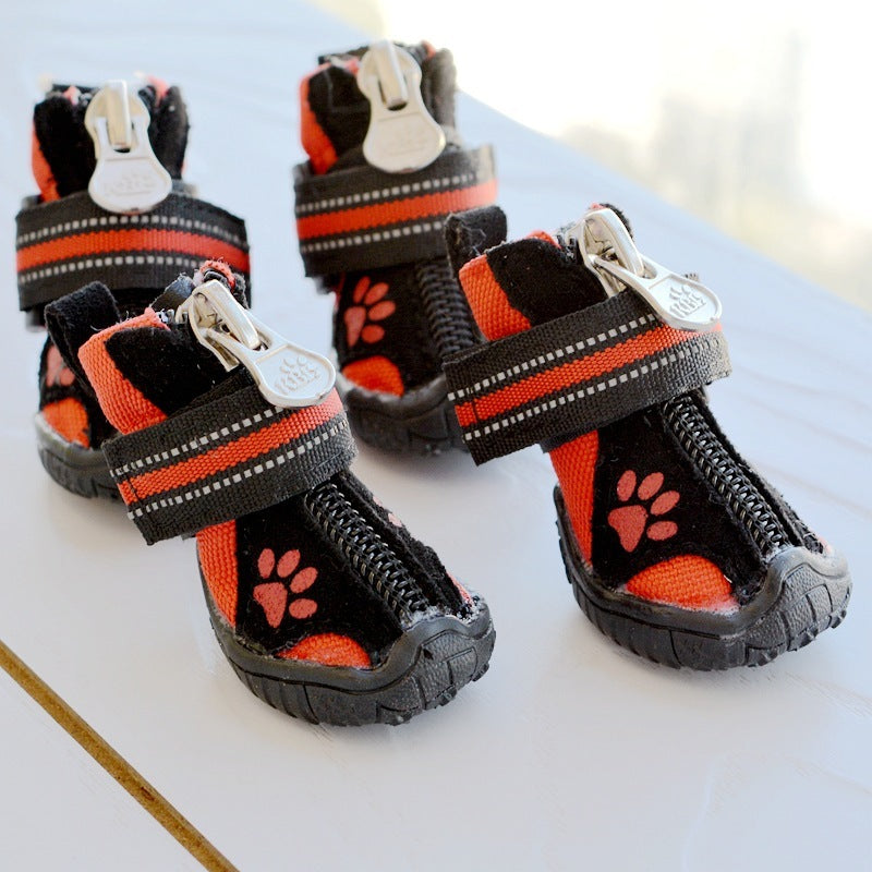 Suede Cotton Dog Shoes – Printed Winter Boots for Medium & Large Dogs
