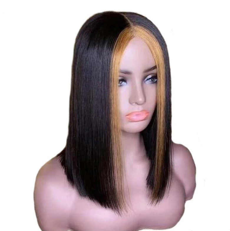 Front Lace Straight Human Hair Wig – Short European & American Style