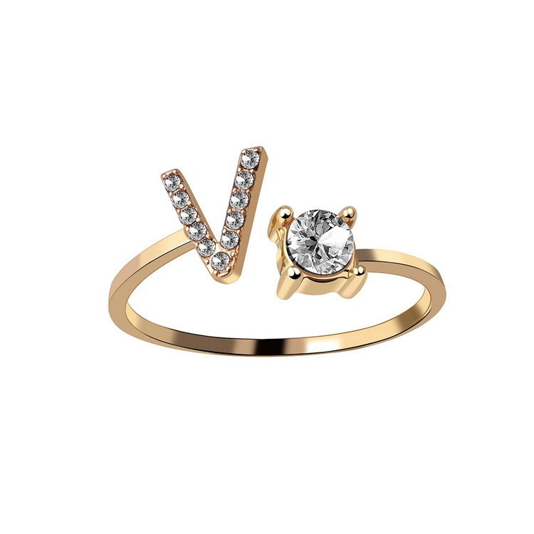 Adjustable Initial Letter Ring for Women – Elegant Fashion Jewelry