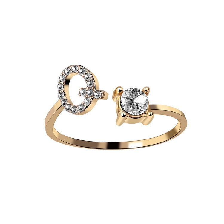 Adjustable Initial Letter Ring for Women – Elegant Fashion Jewelry