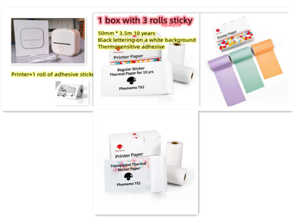 Portable Mini Thermal Label & Photo Printer | Bluetooth-Compatible | Price Tag & Student Study Aid Printer
