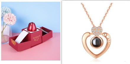 Valentine’s Day Metal Rose Jewelry Box – Necklace Gift