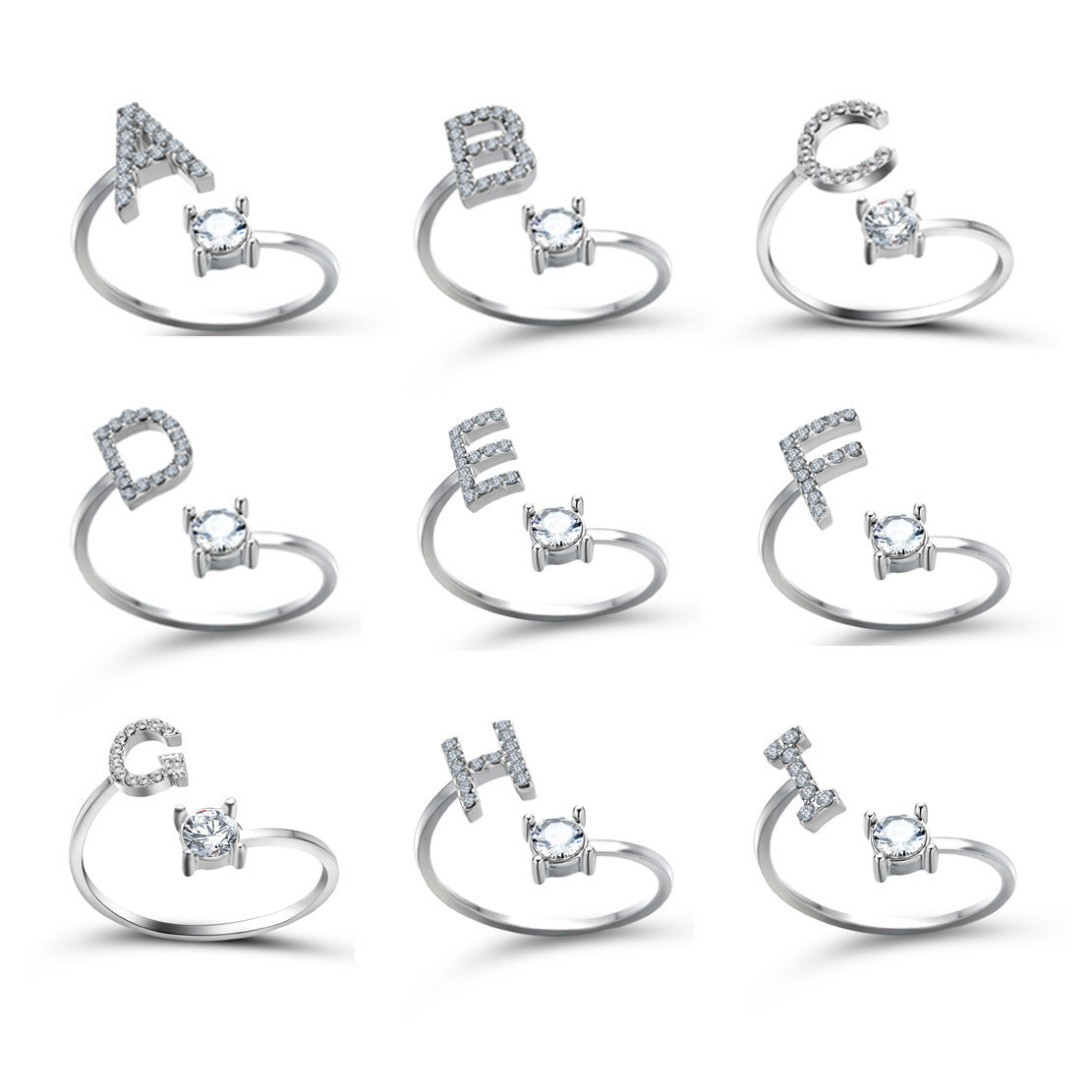 Adjustable Initial Letter Ring for Women – Elegant Fashion Jewelry