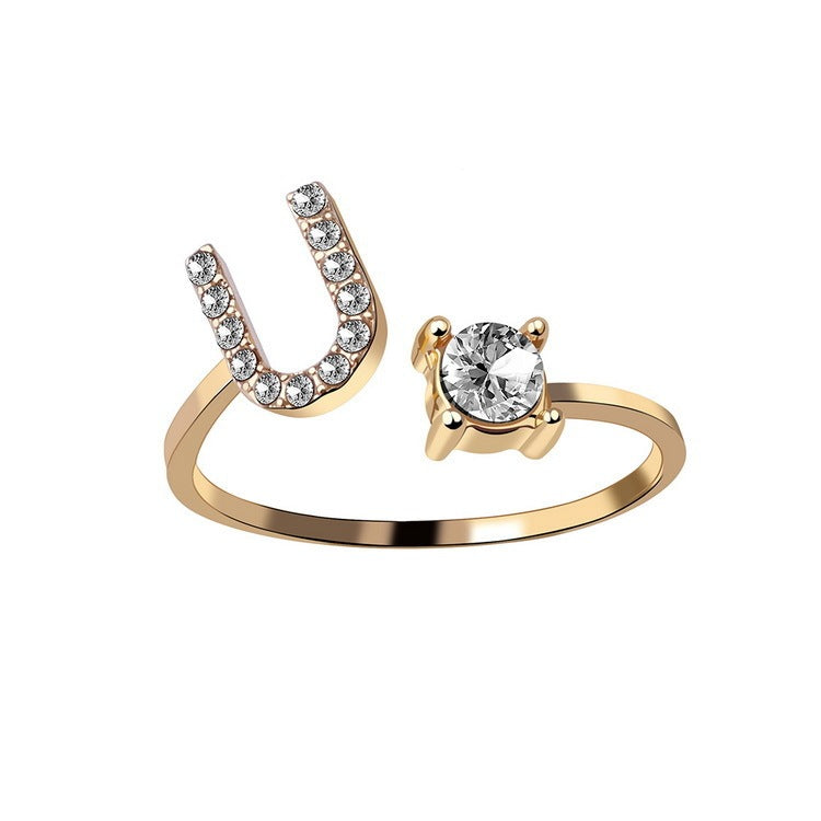 Adjustable Initial Letter Ring for Women – Elegant Fashion Jewelry