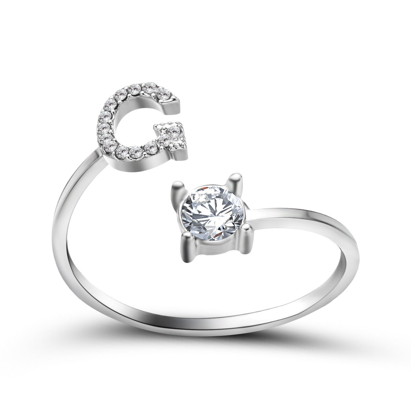 Adjustable Initial Letter Ring for Women – Elegant Fashion Jewelry