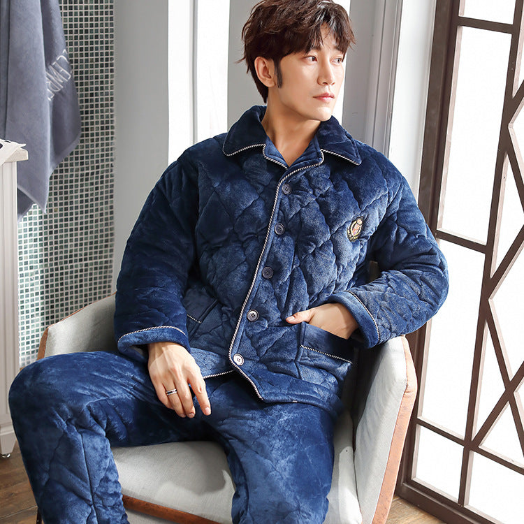 Men’s Winter Thick Pajamas – Warm Cozy Sleepwear Set