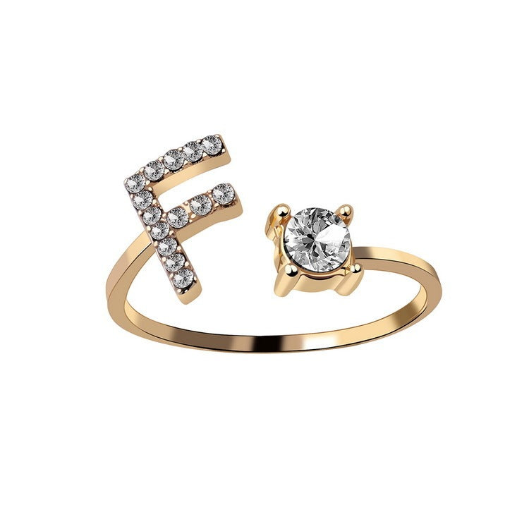 Adjustable Initial Letter Ring for Women – Elegant Fashion Jewelry