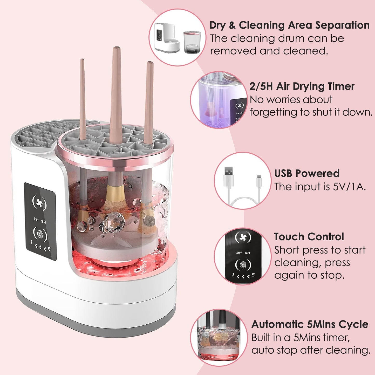 4-in-1 Electric Makeup Brush Cleaner with UV Disinfection & Storage