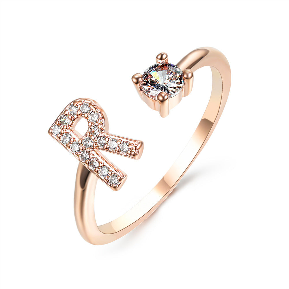 Adjustable Initial Letter Ring for Women – Elegant Fashion Jewelry