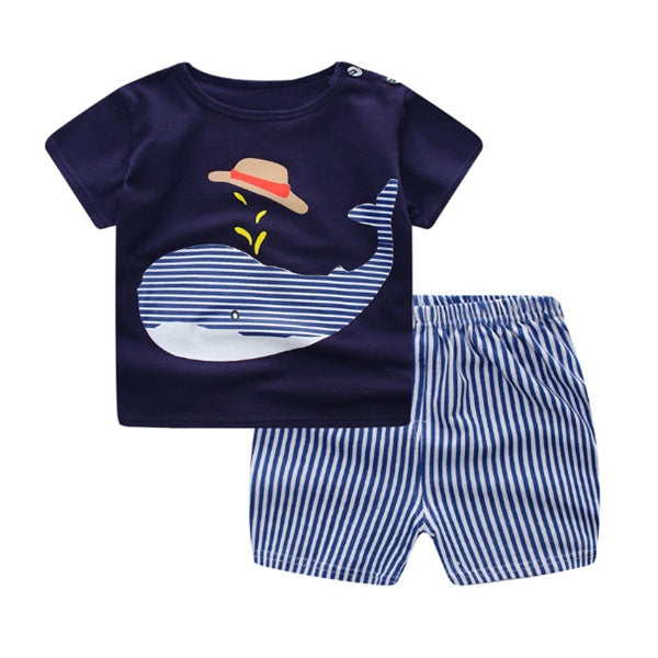 "Baby Cartoon Clothing Set Summer T-Shirt and Shorts for Boys and Girls"