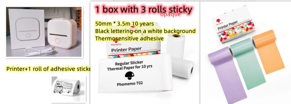 Portable Mini Thermal Label & Photo Printer | Bluetooth-Compatible | Price Tag & Student Study Aid Printer