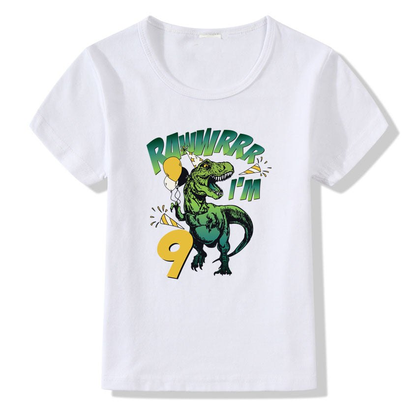 "Kids Birthday Number T-Shirt 1-9 Cotton Party Top"