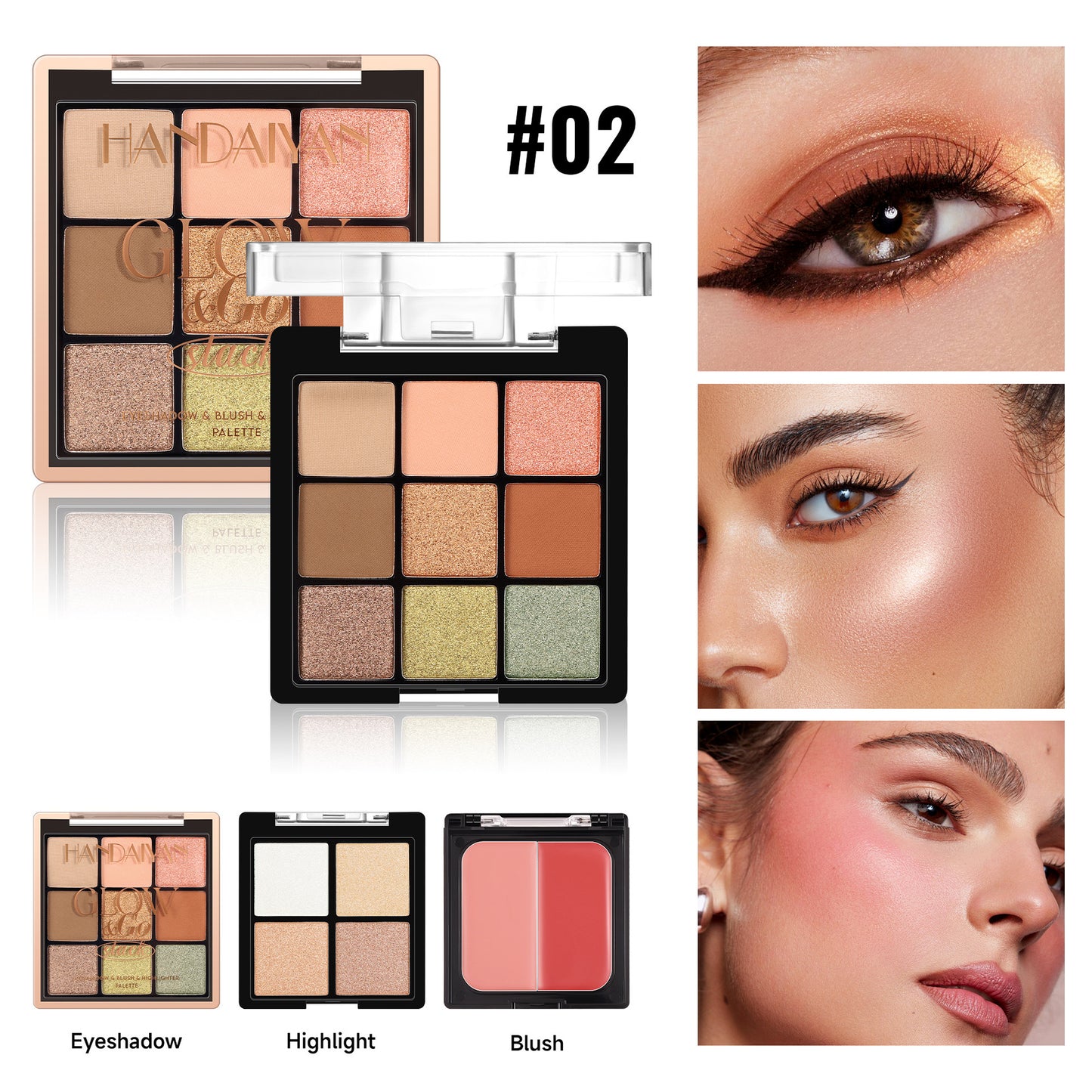 3-in-1 Eyeshadow, Blush & Highlight Palette