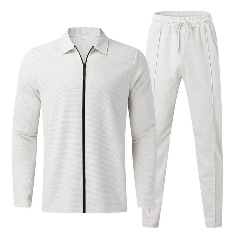 Men’s Casual Sports Set – Zipper Cardigan & Jogger Pants Two-Piece Tracksuit