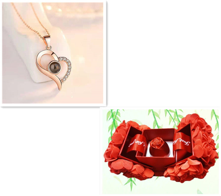 Valentine’s Day Metal Rose Jewelry Box – Necklace Gift