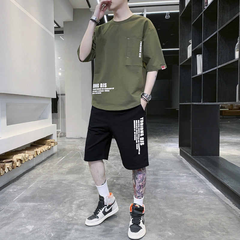 Men’s Summer Sportswear Set – Casual T-Shirt & Shorts Suit