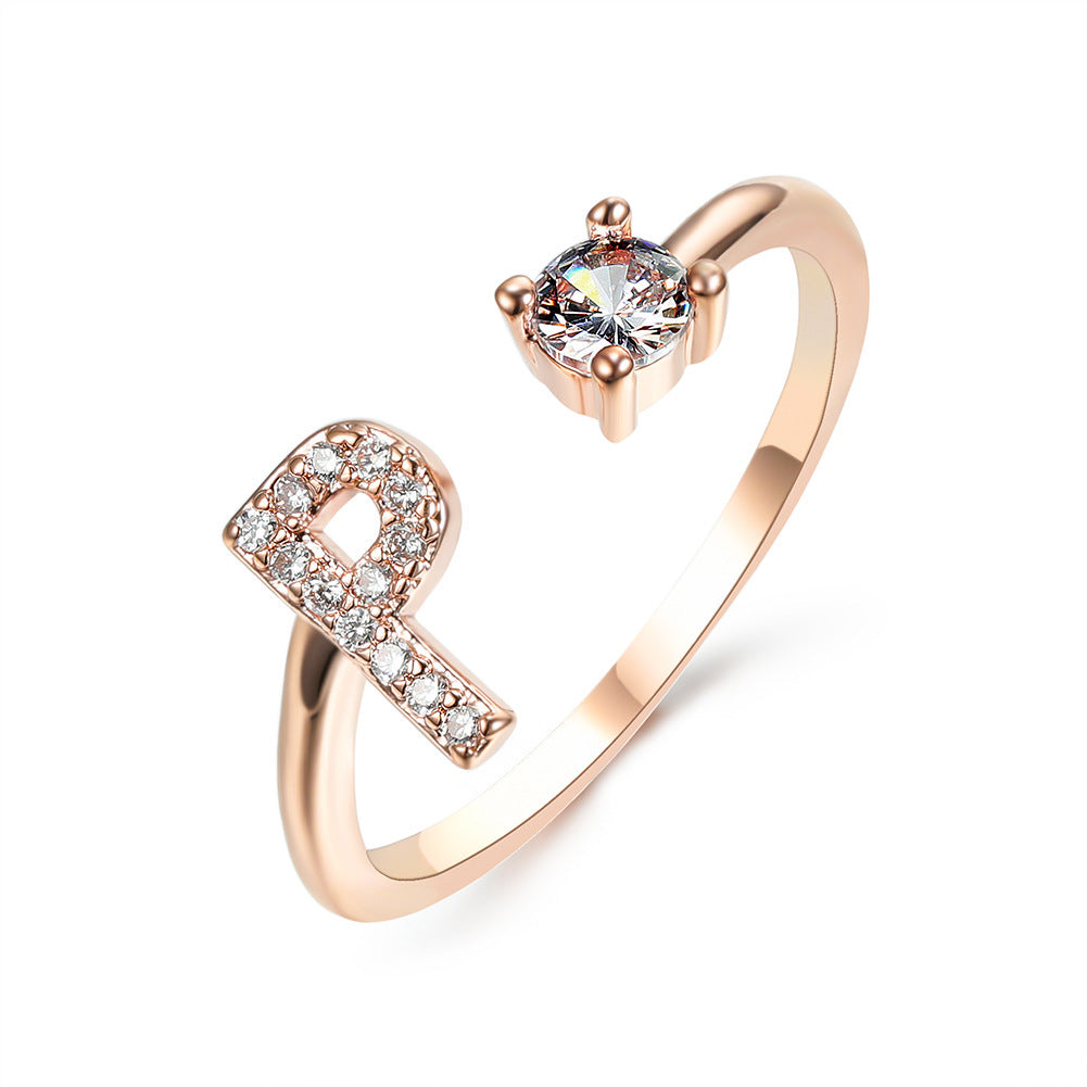 Adjustable Initial Letter Ring for Women – Elegant Fashion Jewelry