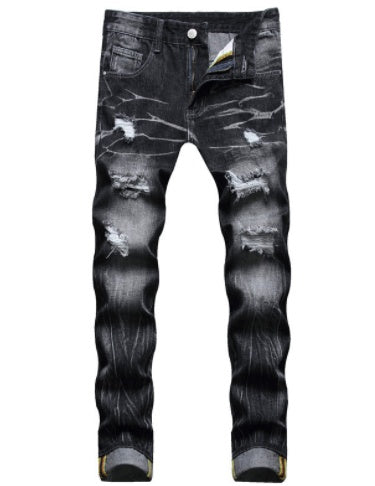Men’s Vintage Distressed Jeans – Casual Denim Pants