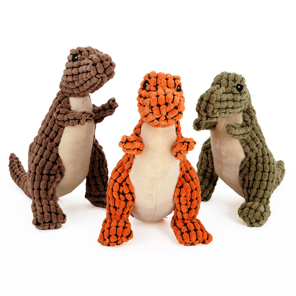 Dinosaur Plush Dog Toy – Interactive Chew Toy with Squeaker for Small & Large Dogs