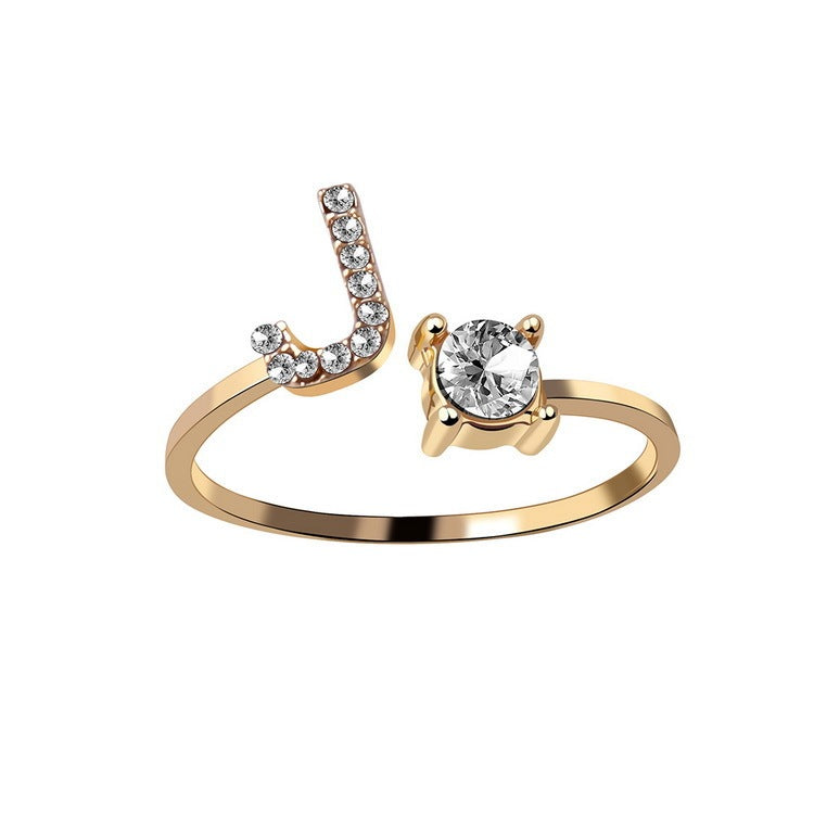 Adjustable Initial Letter Ring for Women – Elegant Fashion Jewelry