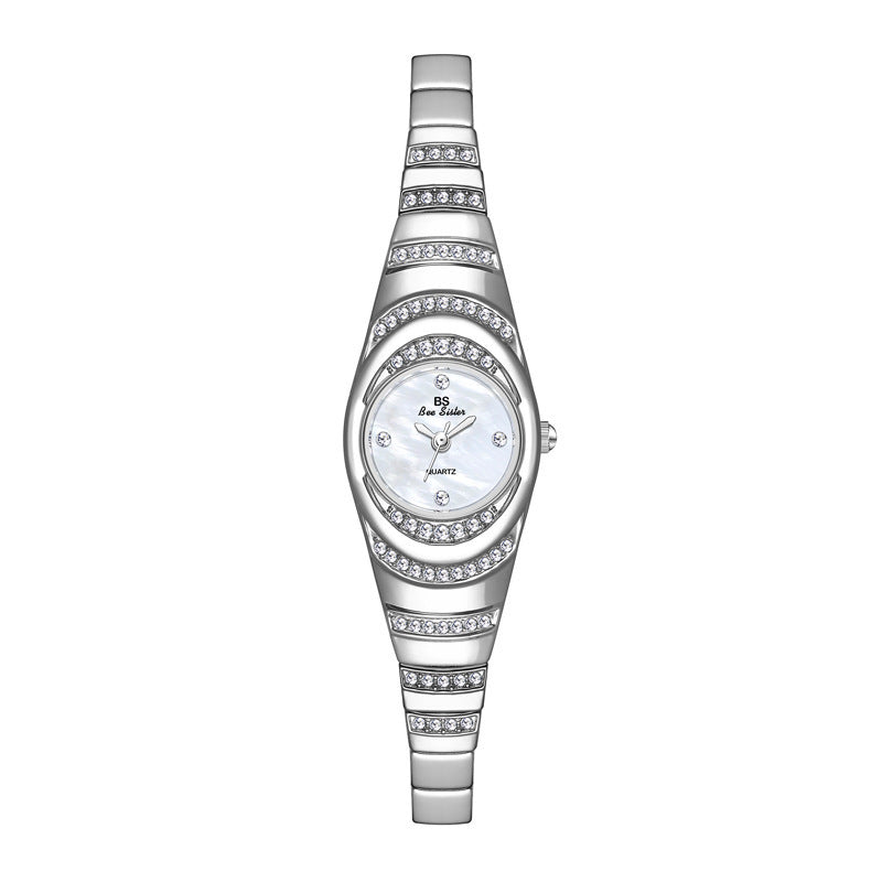 Ladies Gold Diamond Watch – Full Rhinestone Bracelet
