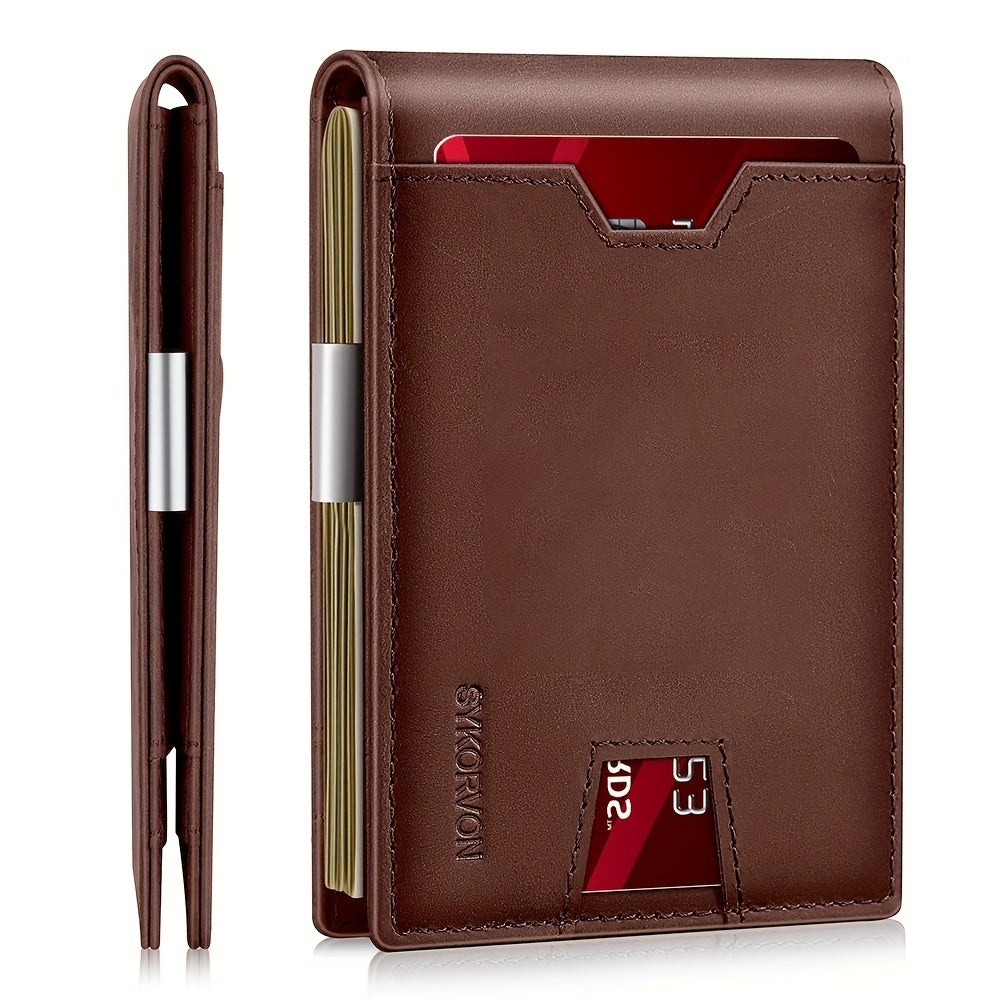 Men’s Genuine Leather RFID Bifold Wallet – Slim Front Pocket