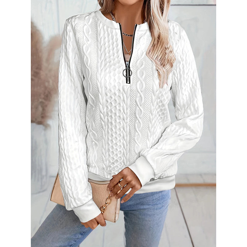 Women’s Textured Half Zip Pullover Sweatshirt