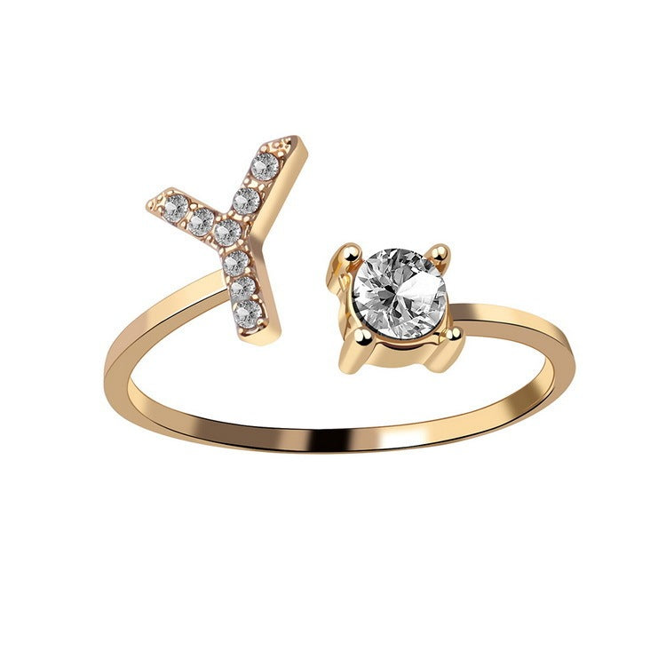 Adjustable Initial Letter Ring for Women – Elegant Fashion Jewelry