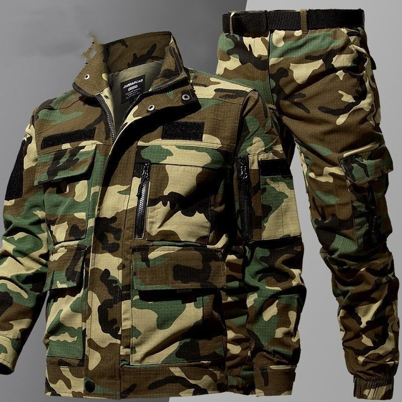 Men’s Camouflage Autumn/Winter Suit – Tear-Resistant Fitness Shirt & Overalls