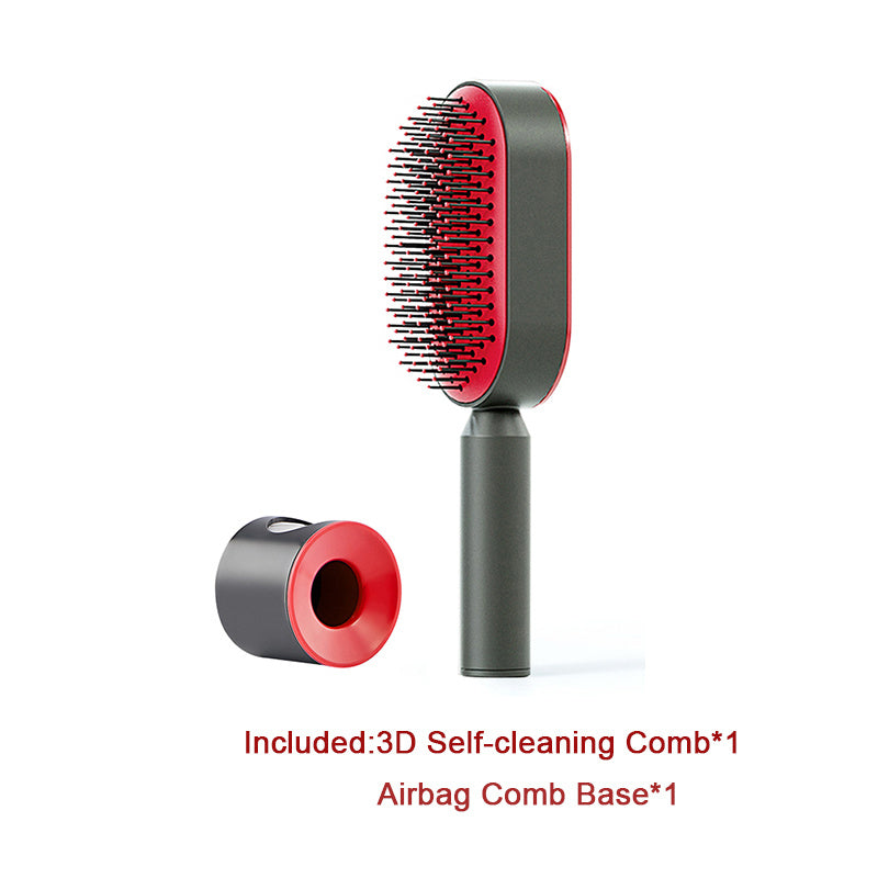 "Self-Cleaning Hair Brush for Women with Scalp Massage & Anti-Static Features"