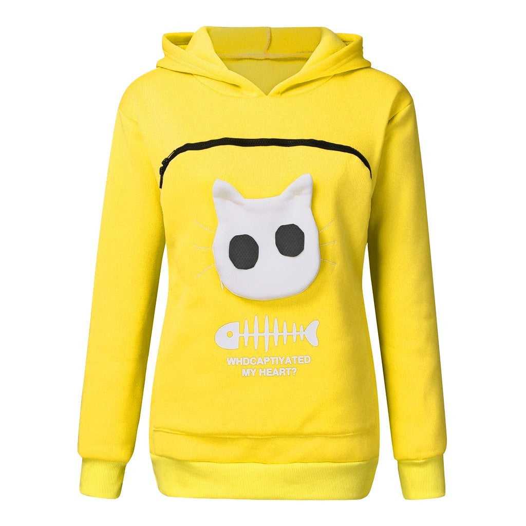 Women’s Hoodie Sweatshirt with Cat Pocket Design