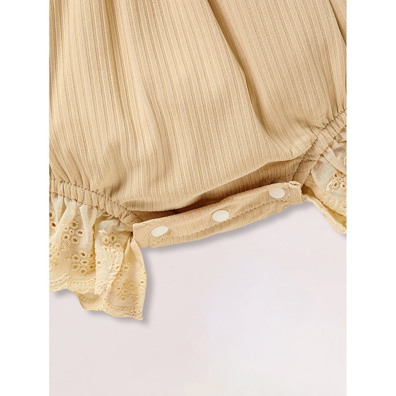 Baby Girl Square Neck Bow Onesie with Headband