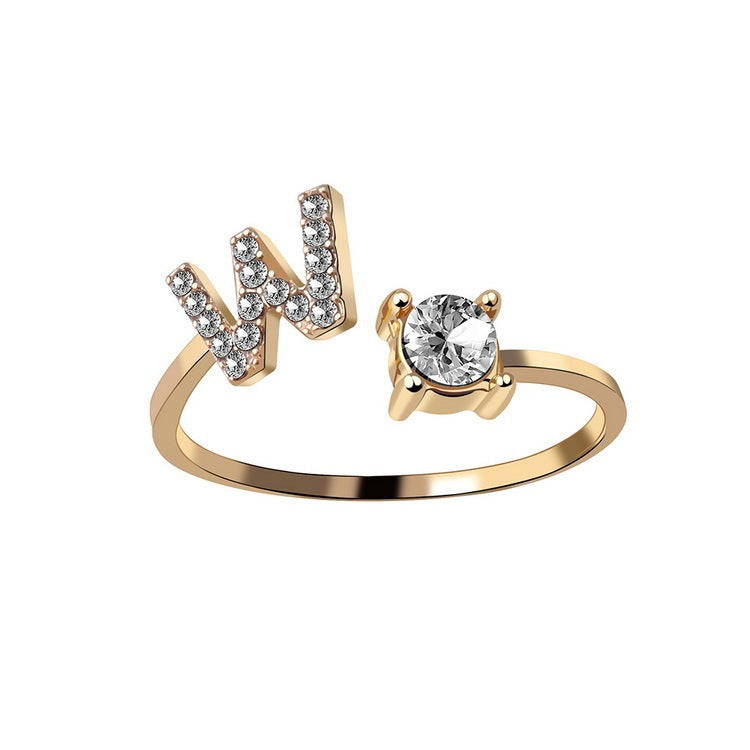 Adjustable Initial Letter Ring for Women – Elegant Fashion Jewelry