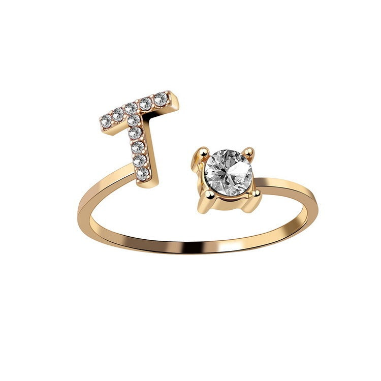 Adjustable Initial Letter Ring for Women – Elegant Fashion Jewelry