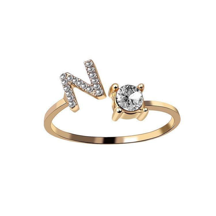 Adjustable Initial Letter Ring for Women – Elegant Fashion Jewelry