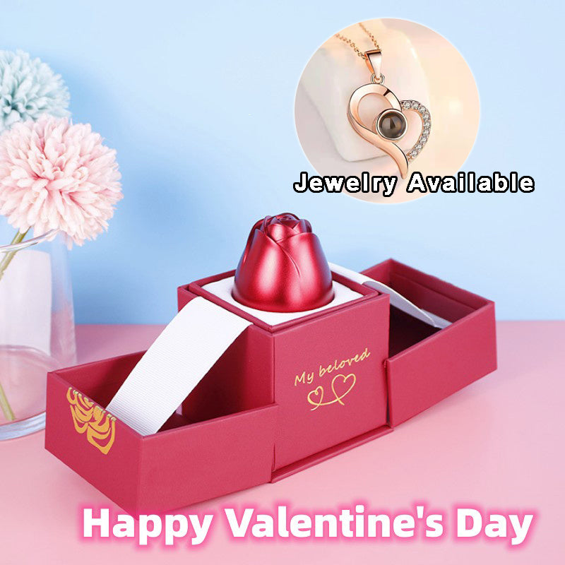 Valentine’s Day Metal Rose Jewelry Box – Necklace Gift