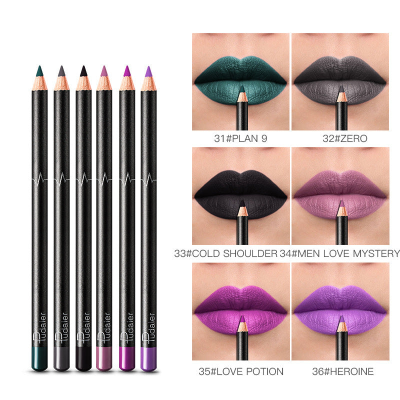 36-Color Waterproof Lip Liner Set – Non-Smudge Nude Shades