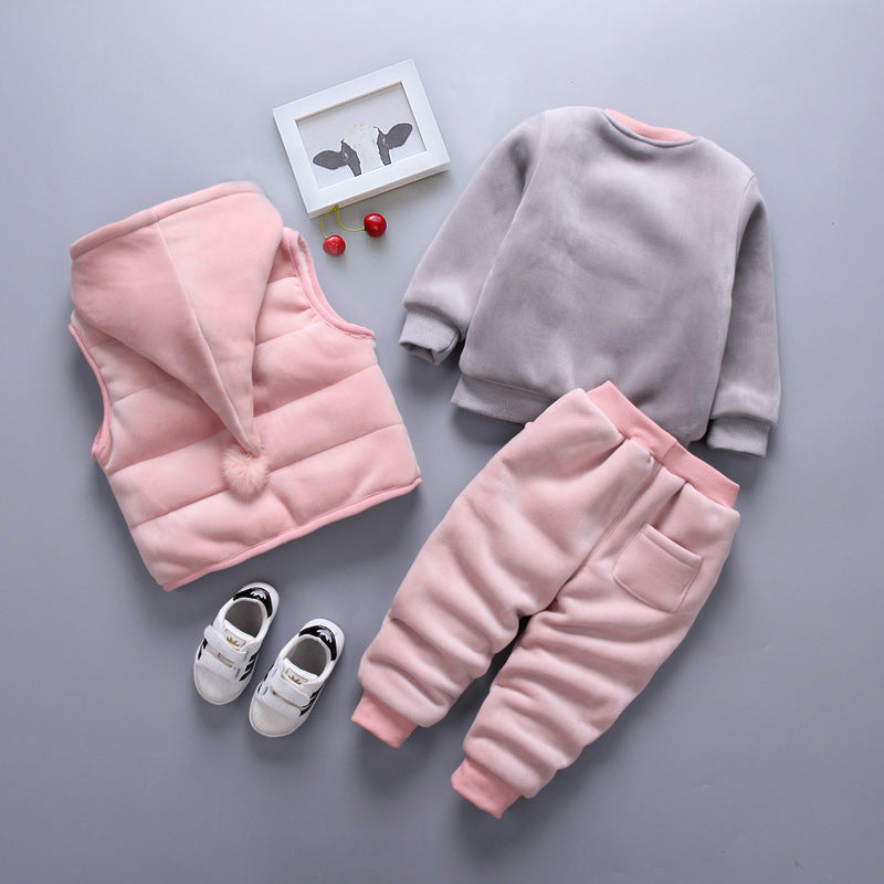 Boys Winter Thickened 3-Piece Clothing Set