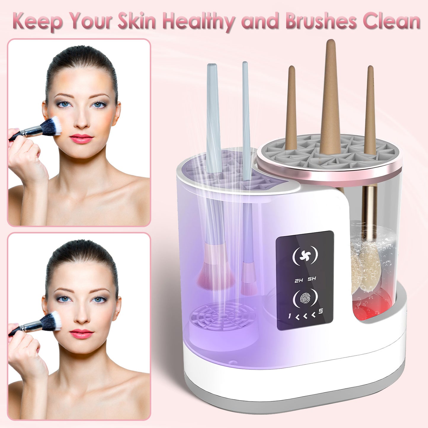 4-in-1 Electric Makeup Brush Cleaner with UV Disinfection & Storage